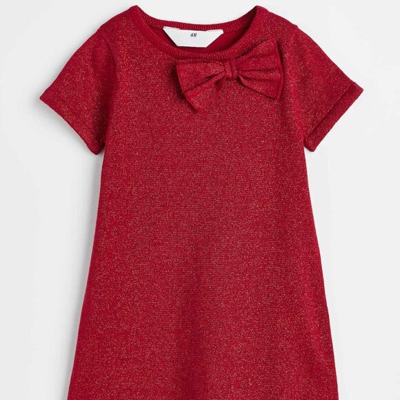 H&M Other - H&M Kids Red Glitter Sparkly Short Sleeve Dress, Size 6x-7
